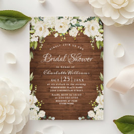 Elegant White Roses Rustic Wood Vrijgezellenfeest Kaart