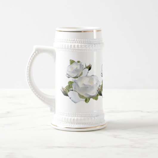 Elegant White Roses Steins Bierpul (Links)