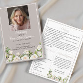 Elegant White Roses Taupe Funeral Folded Programmakaart