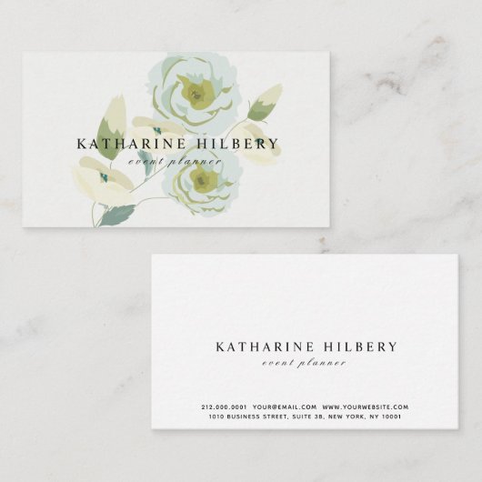 Elegant White Roses Visitekaartje (Voorkant / Achterkant)