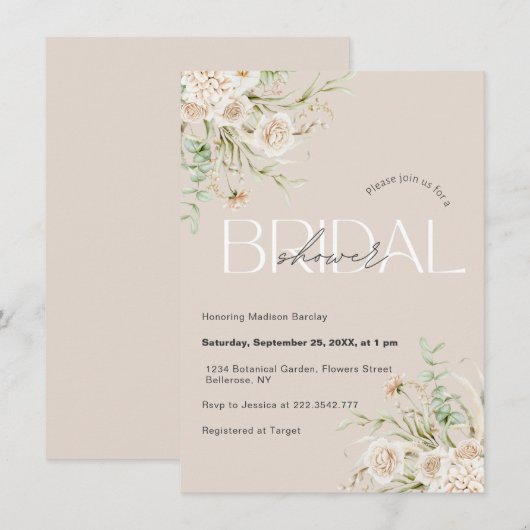 Elegant White Roses Vrijgezellenfeest Kaart (Voorkant / Achterkant)