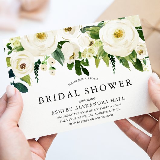 Elegant White Roses Vrijgezellenfeest Kaart