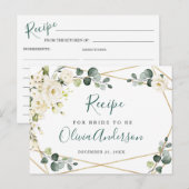 Elegant White Roses Vrijgezellenfeest Recipe Kaart (Voorkant / Achterkant)