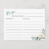 Elegant White Roses Vrijgezellenfeest Recipe Kaart (Achterkant)