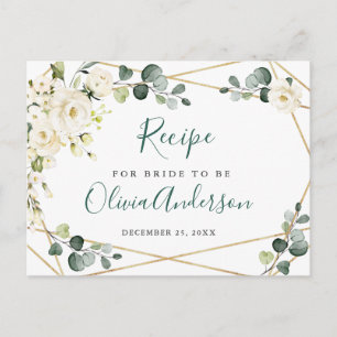 Elegant White Roses Vrijgezellenfeest Recipe Kaart
