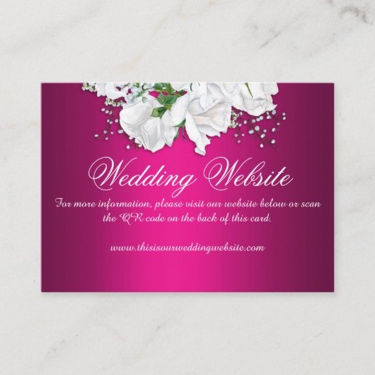 Elegant White Roses, website van Fuchsia Pink Wedd Informatiekaartje (Voorkant)