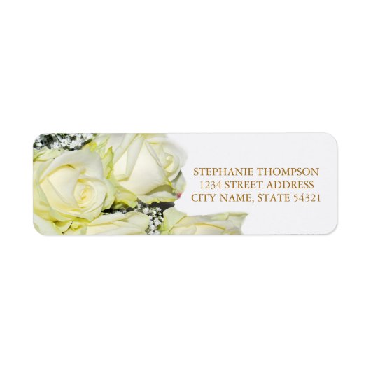 Elegant White Roses Wedding Address Label (Voorkant)