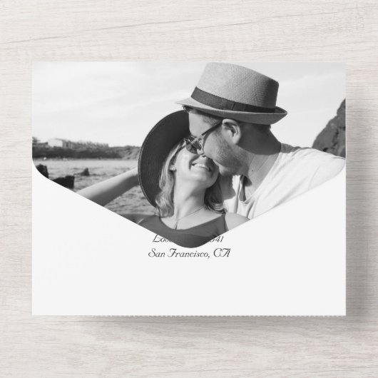 Elegant White Roses Wedding All In One Uitnodiging (Achterkant)