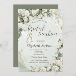 Elegant White Roses Wedding Champagne Wedding Kaart