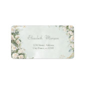 Elegant White Roses Wedding Etiket (Voorkant)