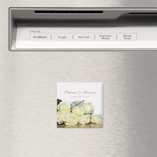 Elegant White Roses Wedding Favor Magnet (Insitu (Vaatwasser))