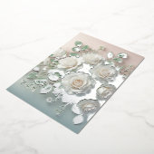 Elegant White Roses Wedding Folie Uitnodiging (Gedraaid)