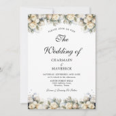 Elegant White Roses Wedding Kaart (Voorkant)