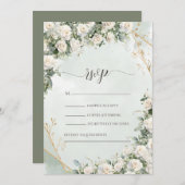 Elegant White Roses Wedding  Kaart (Voorkant / Achterkant)