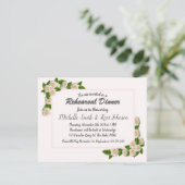 Elegant White Roses Wedding Rehearsal Dinner Kaart (Staand voorkant)