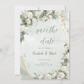 Elegant White Roses Wedding Save The Date (Voorkant)
