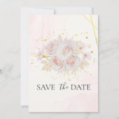 Elegant White Roses Wedding Save the Dates Kaart (Achterkant)