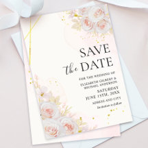 Elegant White Roses Wedding Save the Dates