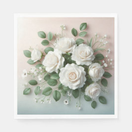Elegant White Roses Wedding Servet