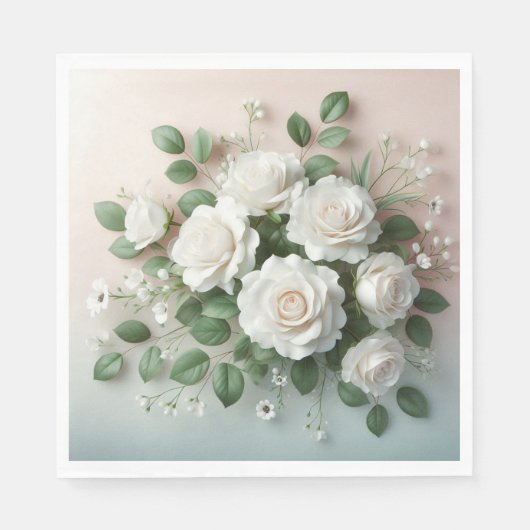 Elegant White Roses Wedding Servet (Voorkant)