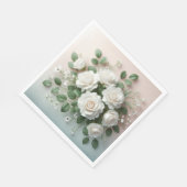 Elegant White Roses Wedding Servet (Hoek)
