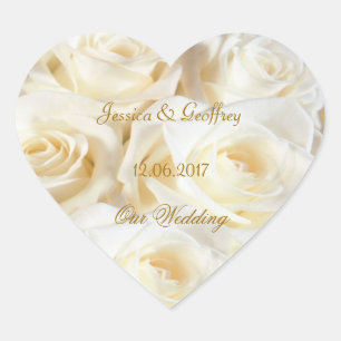 Elegant white roses Wedding Sticker