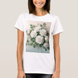 Elegant White Roses Wedding T-shirt