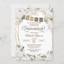 Elegant White Roses Western Rustic Quinceanera Inv