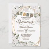 Elegant White Roses Western Rustic Quinceanera Kaart (Voorkant)