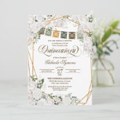 Elegant White Roses Western Rustic Quinceanera Kaart (Staand voorkant)