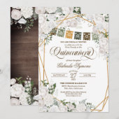 Elegant White Roses Western Rustic Quinceanera Kaart (Voorkant / Achterkant)