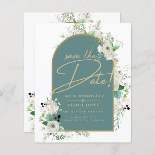 Elegant White Roses Zee Glass Arch Save Date