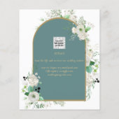 Elegant White Roses Zee Glass Arch Save Date Flyer (Achterkant)