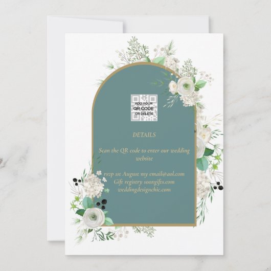 Elegant White Roses Zee Glass Arch Save Date Kaart (Achterkant)
