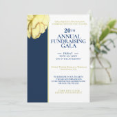 Elegant White & Royal Blue Charity Event Gala Kaart (Staand voorkant)