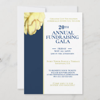 Elegant White & Royal Blue Charity Event Gala Kaart