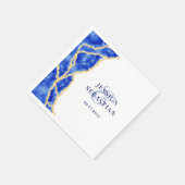 Elegant White Royal Blue en Gold Agate Wedding Servet (Hoek)
