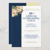 Elegant White & Royal Blue jaarlijkse inzamelingsa Kaart (Voorkant / Achterkant)