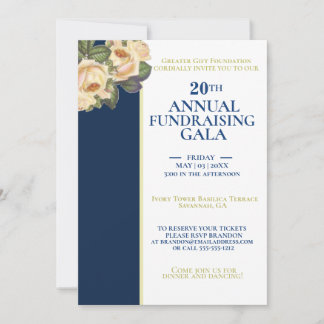 Elegant White & Royal Blue jaarlijkse inzamelingsa Kaart