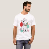 Elegant White Royal Cat Necklace Design T-shirt (Voorkant volledig)