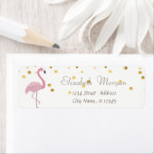 Elegant White, Roze Flamingo Fux Gold Foil Confett Etiket (Insitu)