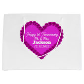 Elegant White & Roze Heart Happy 1st Jubileum Groot Cadeauzakje (Voorkant)