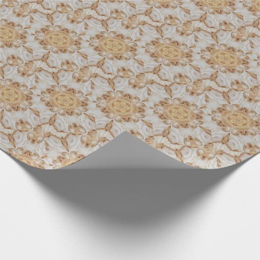 Elegant White Rustic Kaleidoscope Flower Design Cadeaupapier (Hoek)