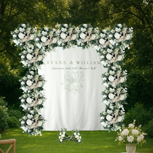 Elegant White Sage Green Backdrops banner Wandkleed