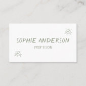 Elegant White & Sage Green Botanical Professional Visitekaartje (Voorkant)