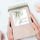 Elegant White Sage Green Bow Baby Shower Vierkante Sticker