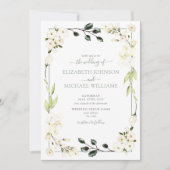 Elegant White Sage Green Floral Botanical Wedding Kaart (Voorkant)