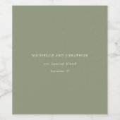 Elegant White Sage Green Modern Wedding Wijn Etiket (Enkel label)