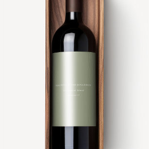 Elegant White Sage Green Modern Wedding Wijn Etiket