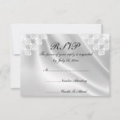 Elegant White Satin, Lace Wedding RSVP Uitnodiging (Voorkant)
